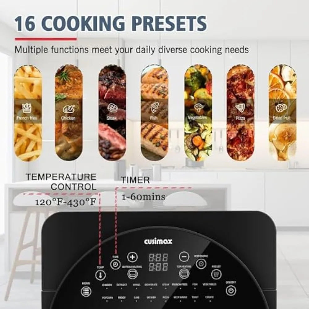 Air Fryer Toaster Oven, 15.5 Quart Air Fryer Convection Roaster with Rotisserie & Dehydrator