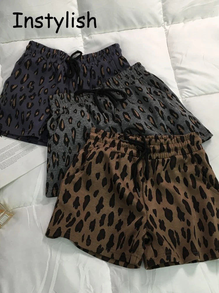 Leopard Print Wide Leg Shorts