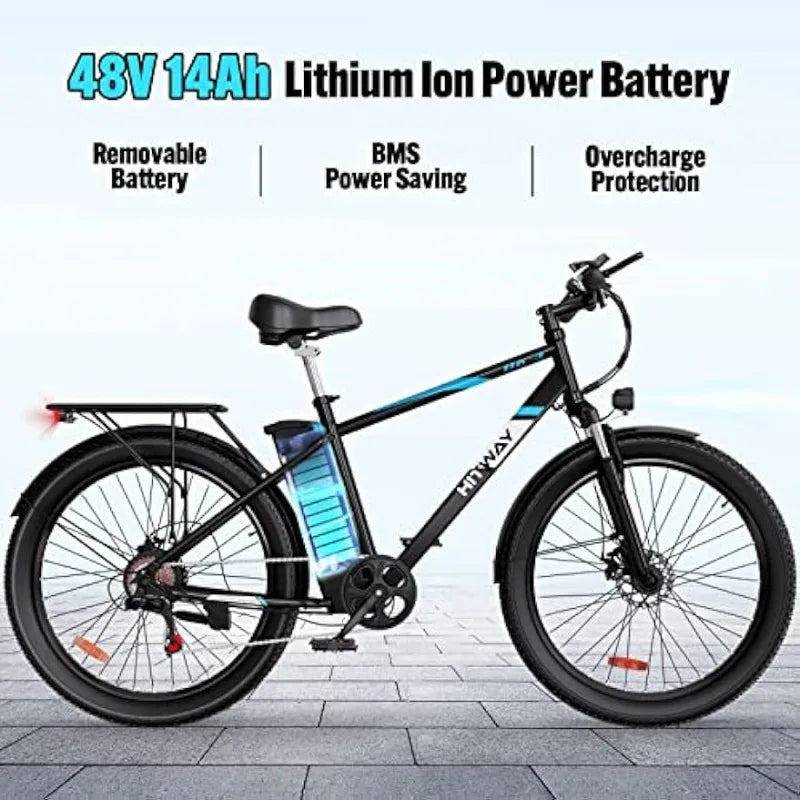 Electric Bike 750W/48V/14Ah with Removable Battery, 20 MPH/35-75 Miles - My Store