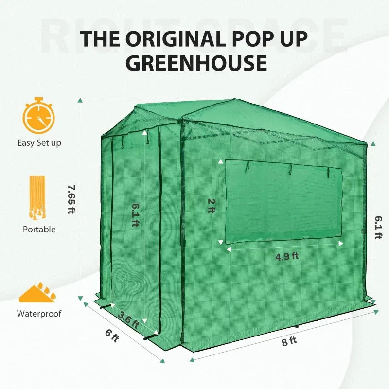 8 x 6 Portable, Walk-in Pop-up Greenhouse