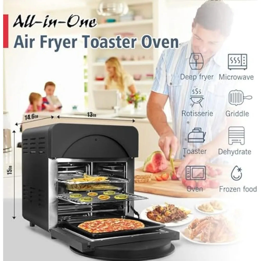 Air Fryer Toaster Oven, 15.5 Quart Air Fryer Convection Roaster with Rotisserie & Dehydrator