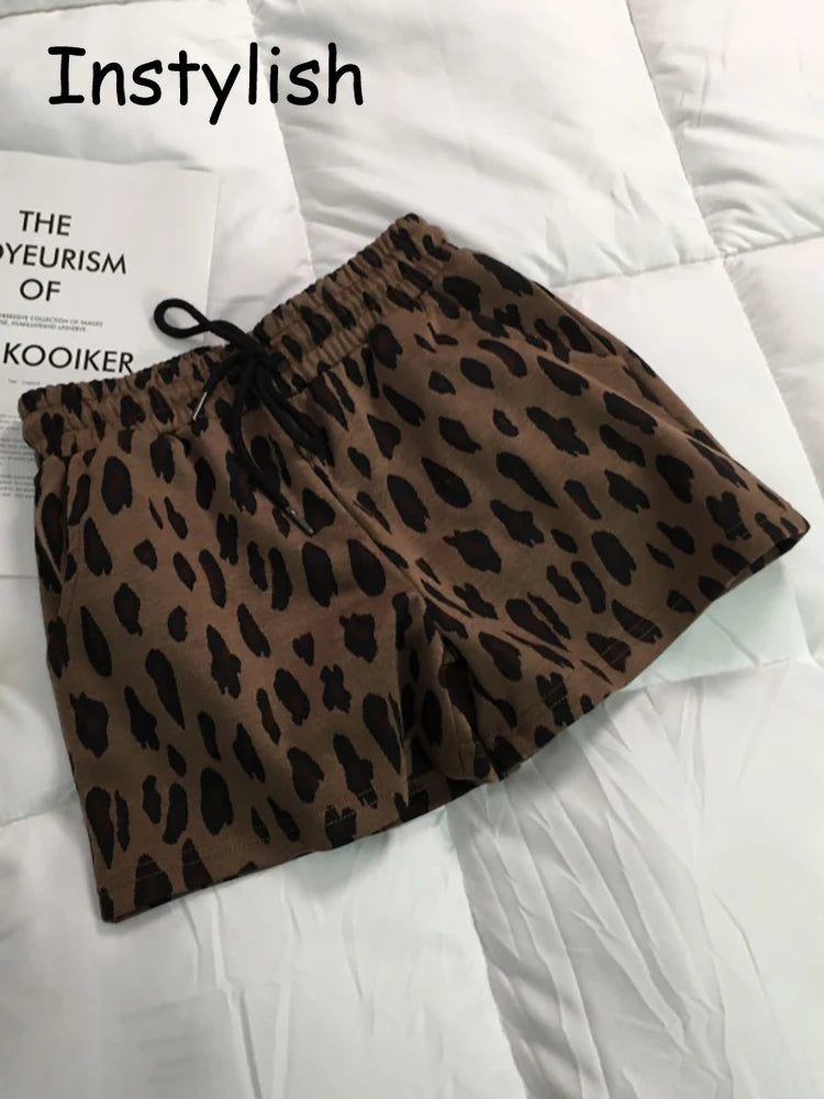 Leopard Print Wide Leg Shorts