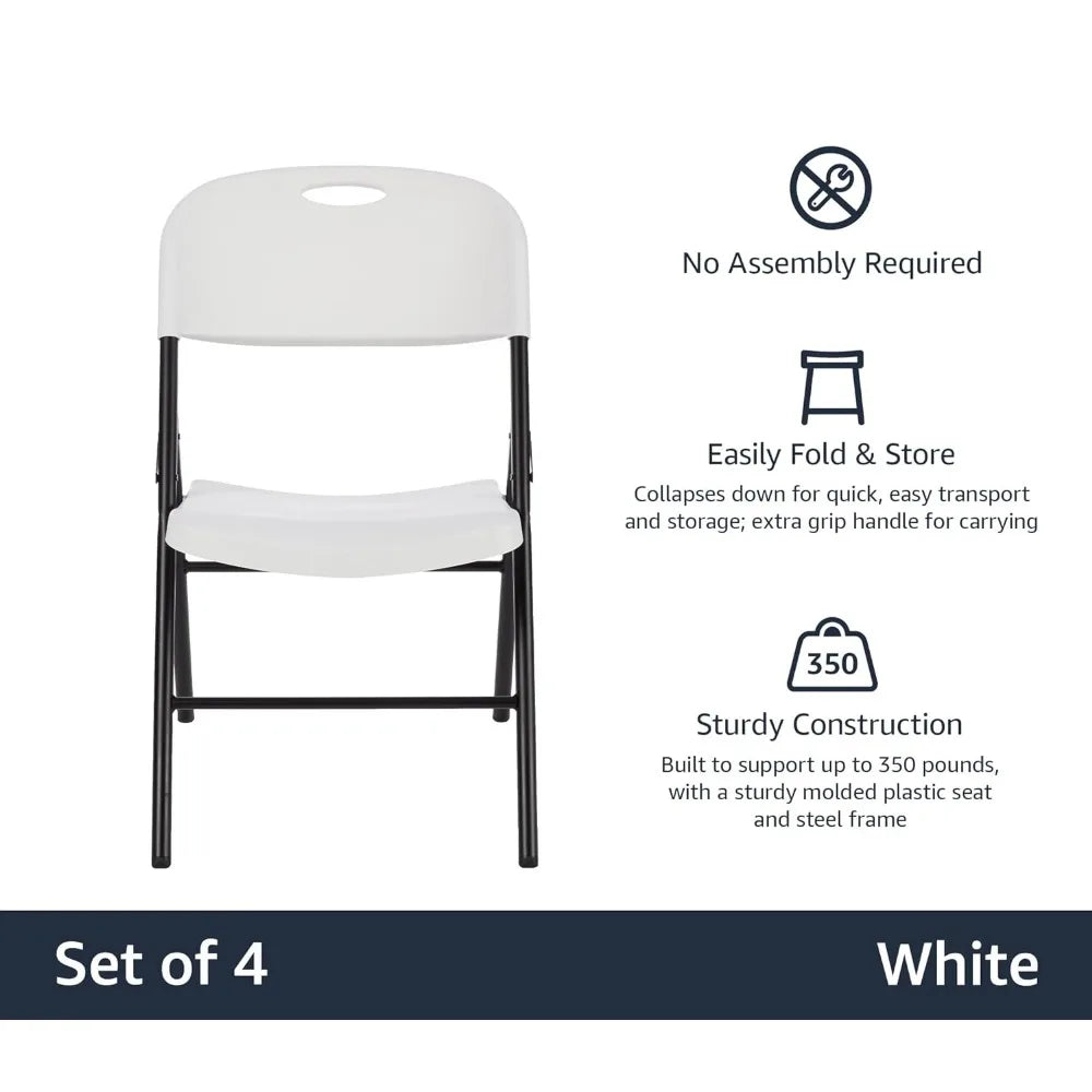 Foldable Chair White 350-Pound Capacity