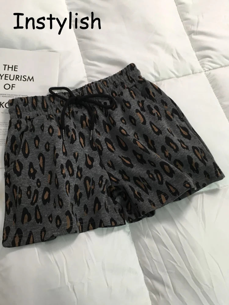 Leopard Print Wide Leg Shorts