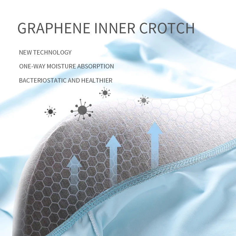 4Pcs Lot Men Boxer Shorts Graphene Antibacterial Ice Silk