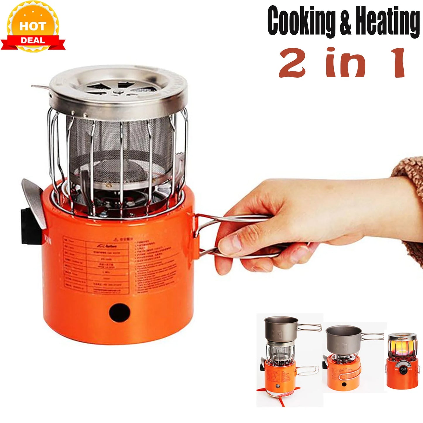 2 In 1 Camping Gas Heater, Outdoor Stove