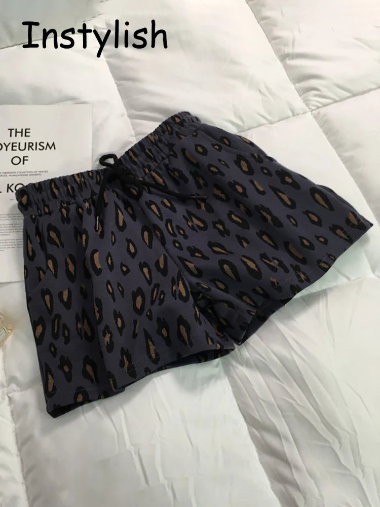 Leopard Print Wide Leg Shorts