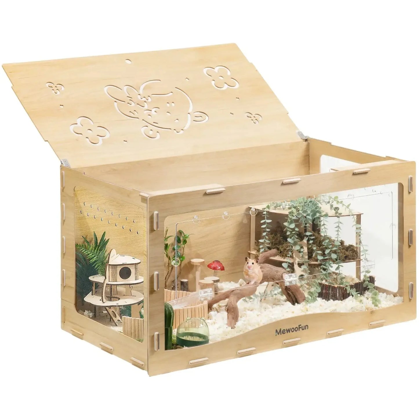 Wooden Hamster Cage Small Animal Acrylic Eco-Friendly - My Store