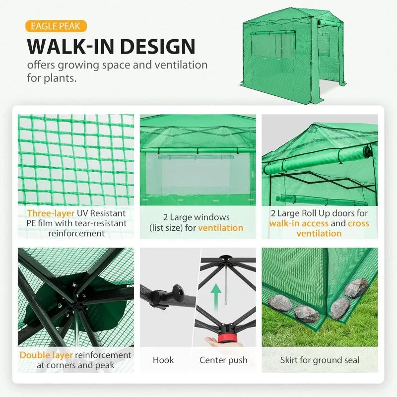 8 x 6 Portable, Walk-in Pop-up Greenhouse