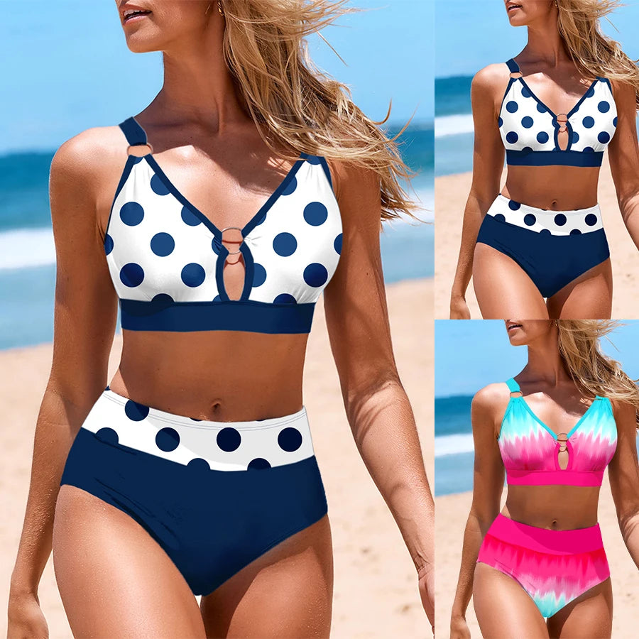 New Summer Women's Blue Polka Dot