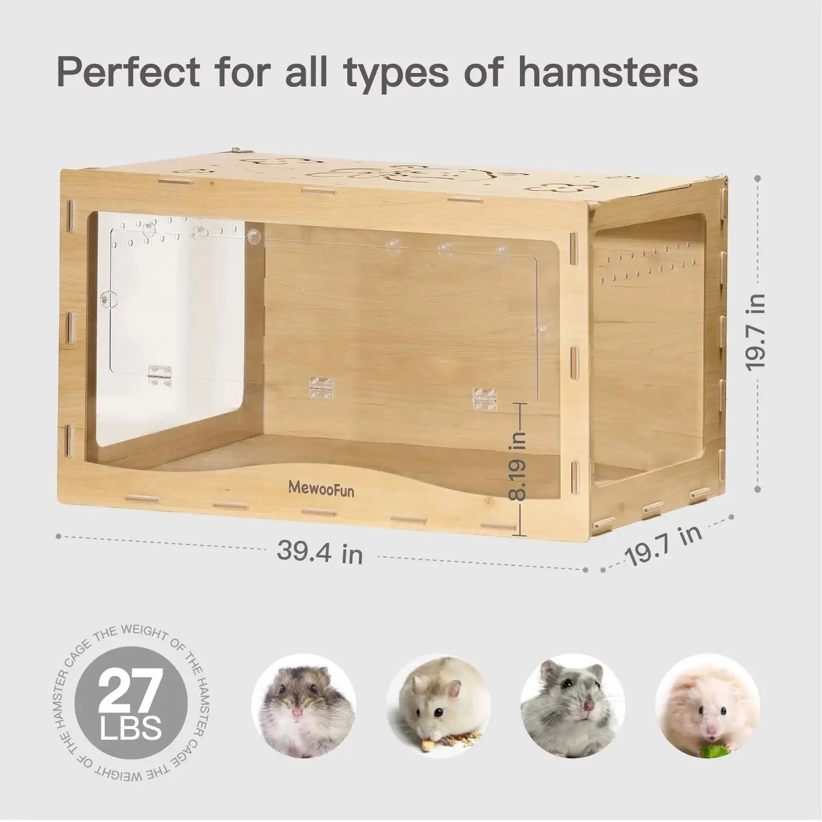 Wooden Hamster Cage Small Animal Acrylic Eco-Friendly - My Store