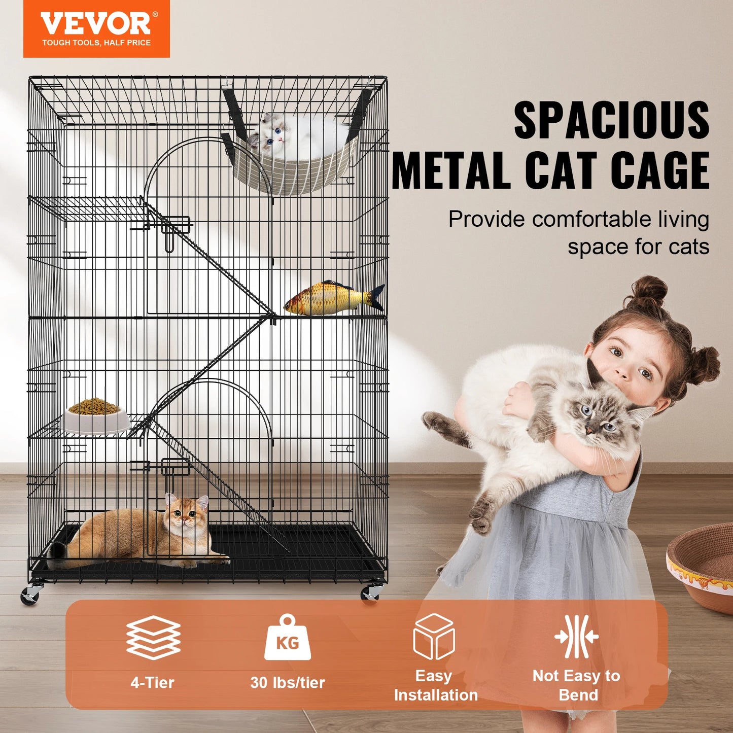 4 Tier Large Cat Playpen 30lbs